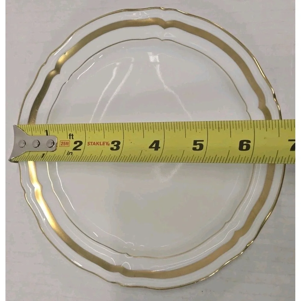 Raynaud Limoges Ceralene Marie Antoinette Gold on White Plates SET‎ OF 8